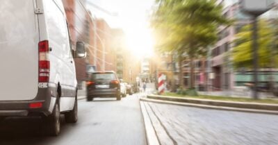 delivery van in traffic